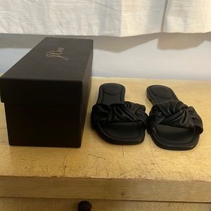 Jcrew black soft leather knitted sandal size 9.5